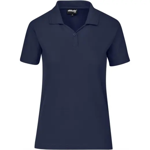 Ladies Basic Pique Golf Shirt Navy Front